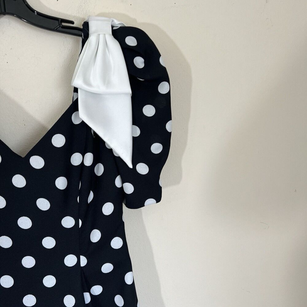 VTG Late Edition Pin Up Polka Dot Dress Black White Rockabilly Sweetheart Puff - Picture 2 of 8